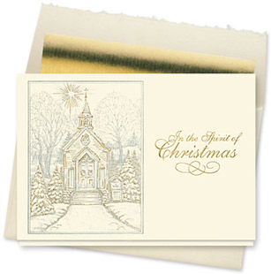 Design #140CX Christmas Chapel Holiday Card