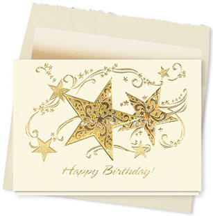 Design #614AY Happy Birthday Glittering Star Card