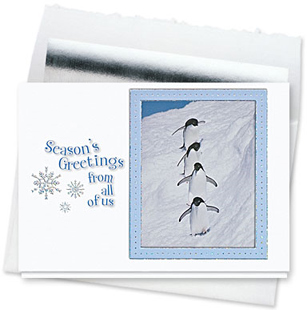 Design #170CS - Penguins on Parade<br />Christmas Card