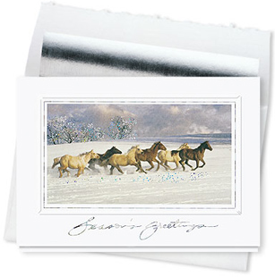 Design #575CS - Holiday Spirit Horses Greeting Card