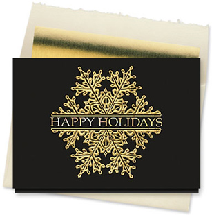Design #831CX - Golden Snowflake Elegance Holiday Card