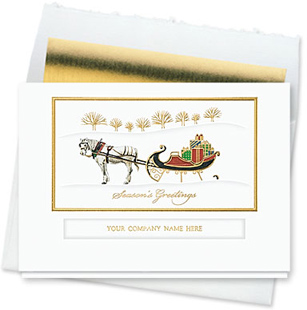 Design #153CW - Horse and Sleigh Die-Cut Season's Greetings Card