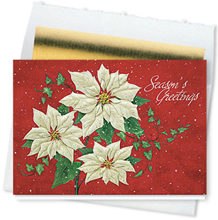 Design #485CW - Poinsettia Sparkle Christmas Card