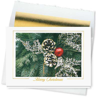 Design #517CW - Frosted Pinecones Merry Christmas Card