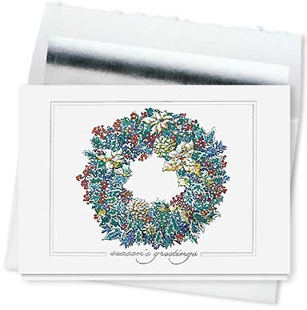 Design #528CS - Frosted Wreath Season's Greetings Card