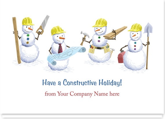 Construction Snowmen Christmas Card